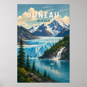 Ilustración de viaje de arte vintage de Juneau Ala