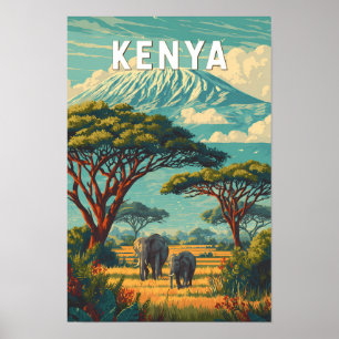 Ilustración de viaje de arte vintage de Kenia