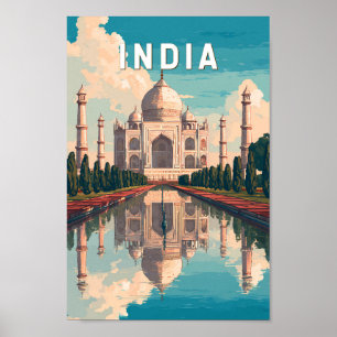 Ilustración de viaje de arte vintage de la India