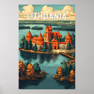 Ilustración de viaje de arte vintage de Lituania
