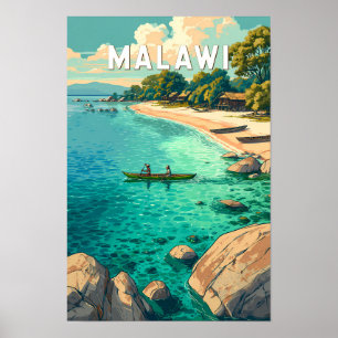 Ilustración de viaje de arte vintage de Malawi