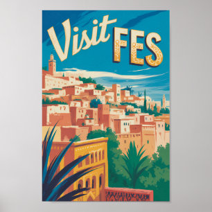 Ilustración de viaje de arte vintage de Marruecos 
