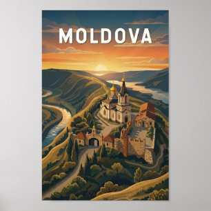 Ilustración de viaje de arte vintage de Moldavia