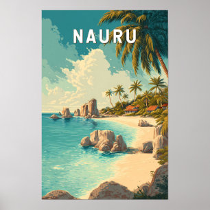 Ilustración de viaje de arte vintage de Nauru