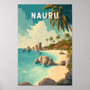 Ilustración de viaje de arte vintage de Nauru