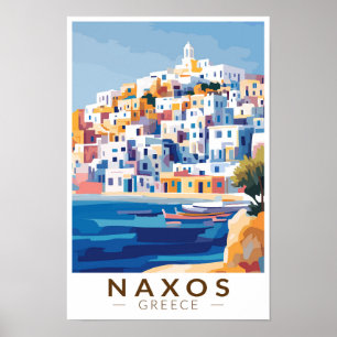 Ilustración de viaje de arte vintage de Naxos Grec