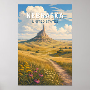 Ilustración de viaje de arte vintage de Nebraska