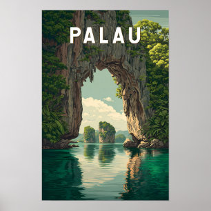 Ilustración de viaje de arte vintage de Palaos
