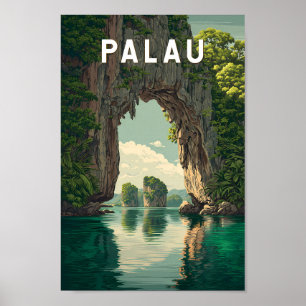 Ilustración de viaje de arte vintage de Palaos