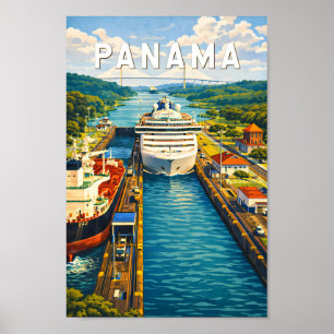 Ilustración de viaje de arte vintage de Panamá