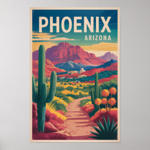 Ilustración de viaje de arte vintage de Phoenix Ar