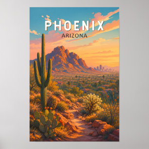Ilustración de viaje de arte vintage de Phoenix Ar
