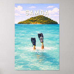 Ilustración de viaje de arte vintage de Samoa