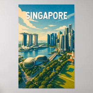Ilustración de viaje de arte vintage de Singapur