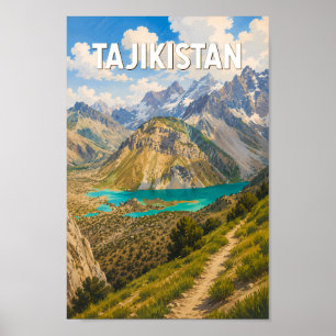 Ilustración de viaje de arte vintage de Tayikistán