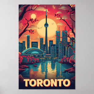 Ilustración de viaje de arte vintage de Toronto Ca