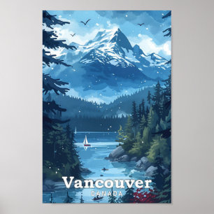 Ilustración de viaje de arte vintage de Vancouver