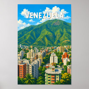 Ilustración de viaje de arte vintage de Venezuela