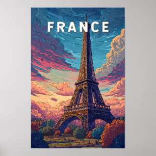 Ilustración de viaje de arte vintage Francia