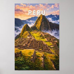 Ilustración de viaje de arte vintage Perú