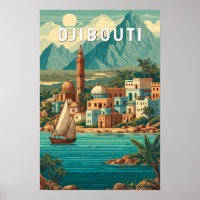 Ilustración de viaje de Djibouti Arte Vintage