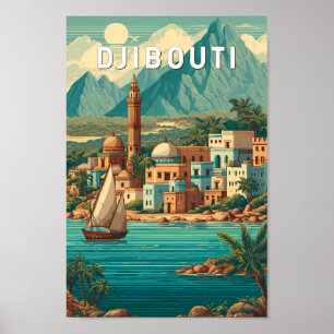 Ilustración de viaje de Djibouti Arte Vintage
