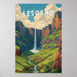 Ilustración de viaje de Lesoto Arte Vintage