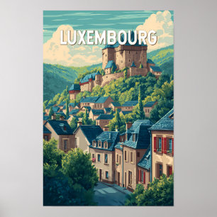 Ilustración de viaje de Luxemburgo Arte Vintage