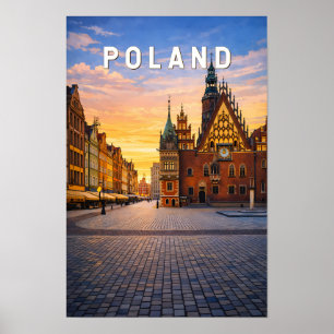 Ilustración de viaje de Polonia Arte Vintage