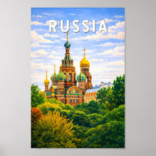 Ilustración de viaje de Rusia Arte Vintage