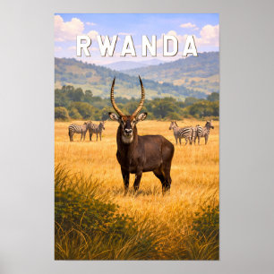 Ilustración de viaje de Rwanda Arte vintage