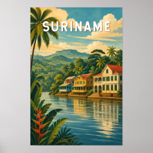Ilustración de viaje de Surinam Arte Vintage