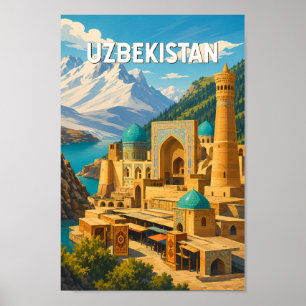 Ilustración de viaje de Uzbekistán Arte vintage