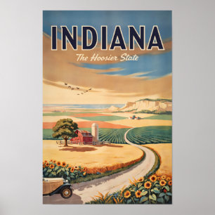 Ilustración de viaje del campo de Indiana Arte ret