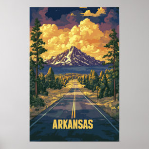 Ilustración de viaje vintage de arte de Arkansas E
