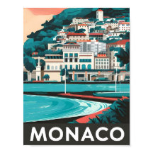 Ilustracion de viajes con vintage de arte de Mónac