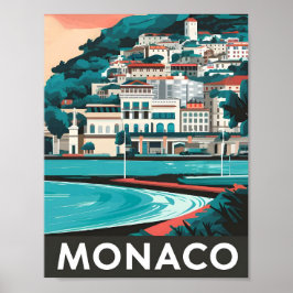 Ilustracion de viajes con vintage de arte de Mónac
