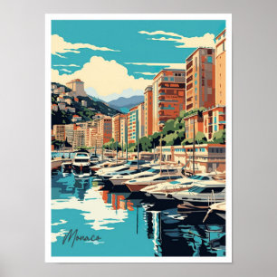 Ilustracion de viajes con vintage de arte de Mónac