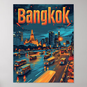 Ilustracion de viajes de arte antiguo de Bangkok T