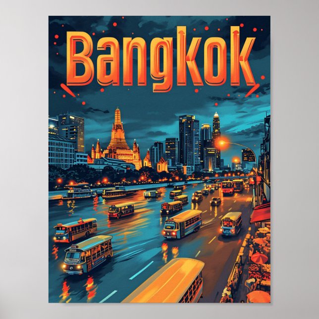 Ilustracion de viajes de arte antiguo de Bangkok T (Frente)