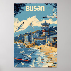 Ilustracion de viajes de arte antiguo de Busan en 