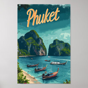 Ilustracion de viajes de arte antiguo de Phuket Th
