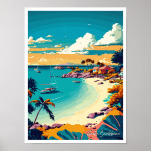 Ilustracion de viajes de arte caribeño de Aruba