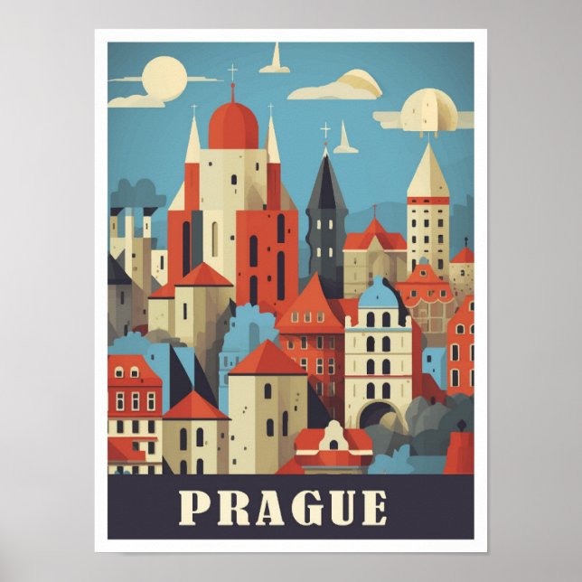 Ilustracion de viajes de arte checo de Praga (Frente)