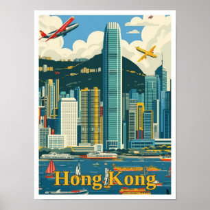 Ilustracion de viajes de arte chino de Hong Kong