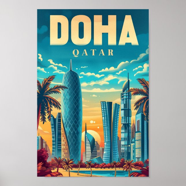Ilustracion de viajes de arte cosechado en Doha Qa (Frente)