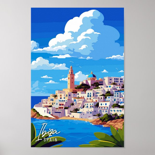 Ilustracion de viajes de arte de Ibiza España (Frente)