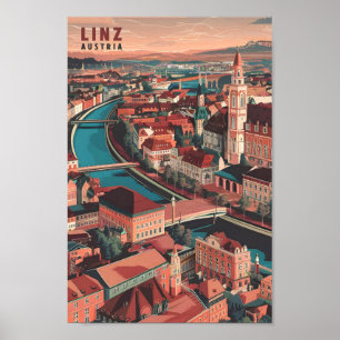 Ilustracion de viajes de arte de Linz Austria