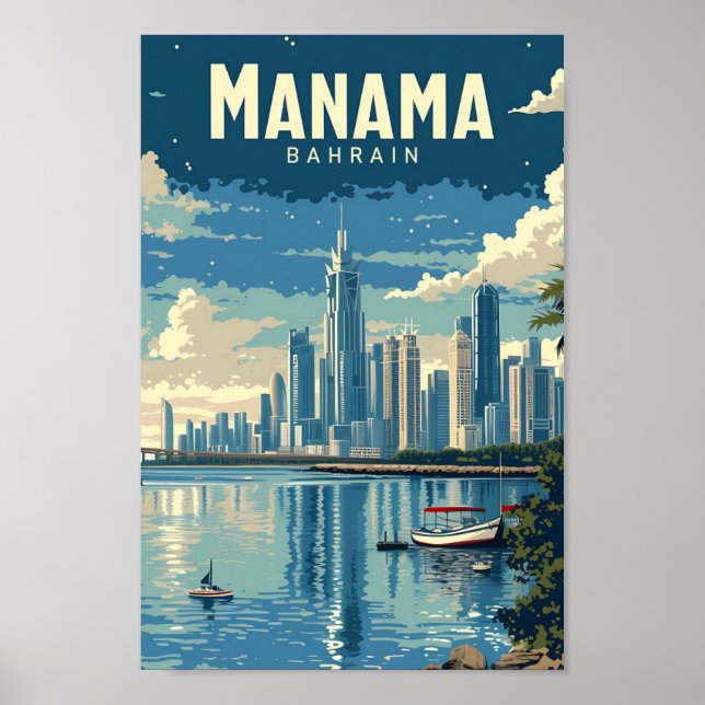 Ilustracion de viajes de arte de moda en Manama Ba (Frente)