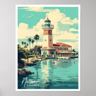 Ilustracion de viajes de arte de Nassau Bahamas